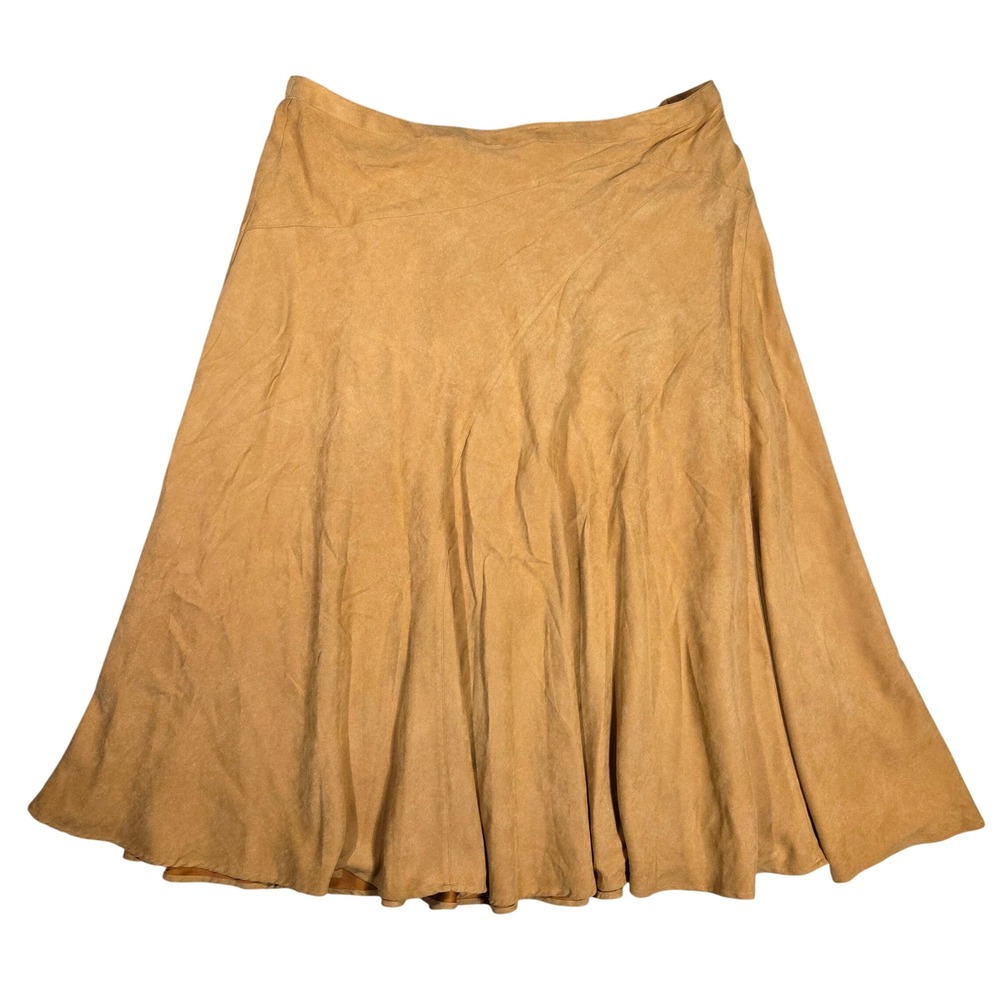 White Stag Woman Faux Suede Midi Skirt Caramel Corn Tan Plus Size 3X 22W 24W